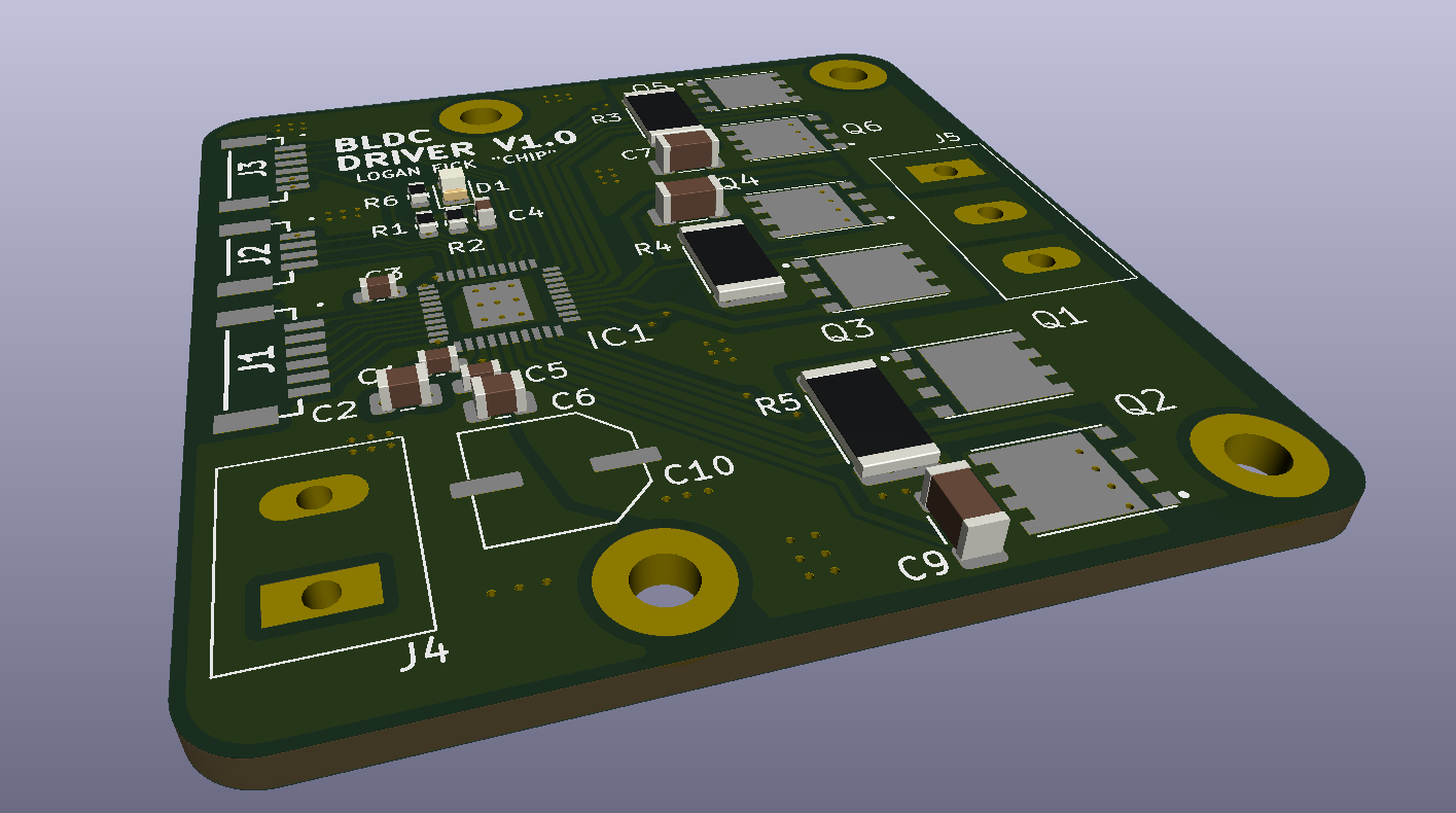 A KiCAD render of the PCB.