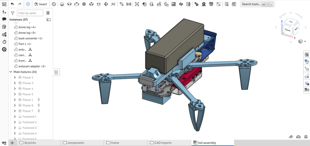 An isometric photo of the onshape CAD assembly.