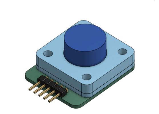 The fully assembled CAD knob bracket for the PCB.