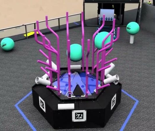 The game arena for the 2025 FIRST robotics competition.