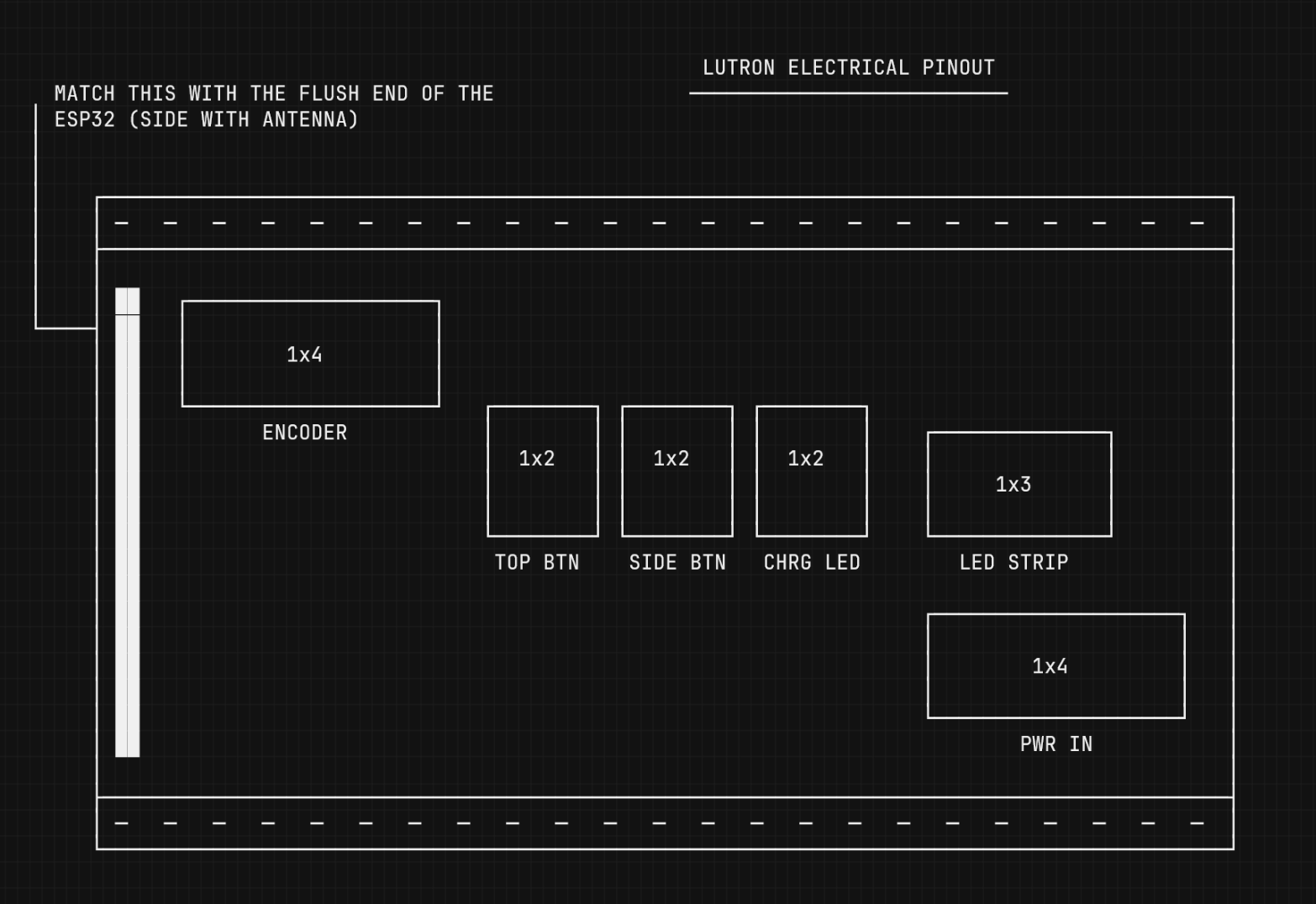 A photo of the layout of the LinkLite perfboard.